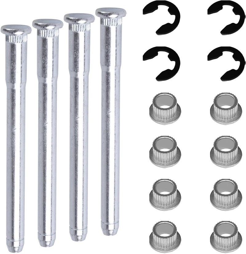 UZZH 16 PCS Car Door Hinge Pin Kit for 1988-2002 Chevy GMC C1500 C2500 K1500 K2500 K3500, Door Hinge Roll Pins and Bushing Repair Kits (4 pins 2 Door) with E-Ring Clamp - Image 1